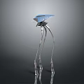 Futuristic Sci Fi Creature With Slender Metallic Legs And Blue Upper Structure 3d model