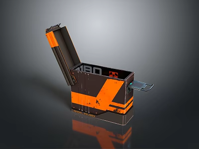 Orange And Black Storage Box With Open Lid Internal Tray For Daily Use 3d model