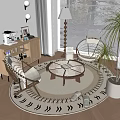 Round Glass Top Coffee Table With Wooden Legs And Wicker Chairs In Bright Living Room