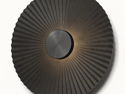 Modern Black Round Wall Lamp With Radiating Stripes And Central Circular Panel 3d model