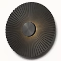 Modern Black Round Wall Lamp With Radiating Stripes And Central Circular Panel 3d model