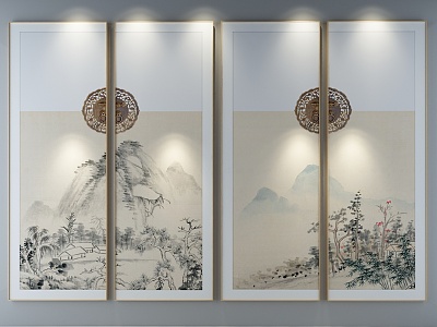 New Chinese Landscape Painting Decorative Painting 3d model