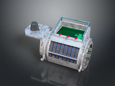 Industrial Hardware Tool with Metal Structure Transparent Cover Green Components and Blue Stripes 3d model
