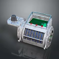 Industrial Hardware Tool with Metal Structure Transparent Cover Green Components and Blue Stripes