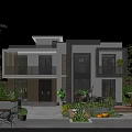 Modern Detached Villa Exterior Design With Large Windows Balconies And Courtyard Greenery