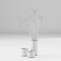 White Ceramic Vase With Dried Flowers And Small Cups For Home Decor