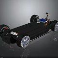 Electric Car Chassis Platform With Four Wheels And Battery Components Design 3d model