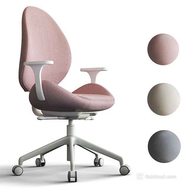 Modern Office Chair With Pink Upholstery White Frame And Multiple Color Options 3d model 