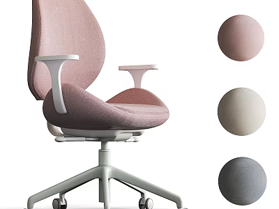 Modern Office Chair With Pink Upholstery White Frame And Multiple Color Options 3d model