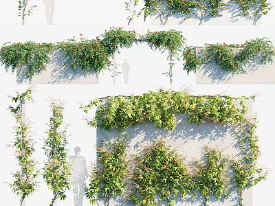 Climbing Vines Decorative Wall Design With Green Foliage And Natural Plant Look 3d model