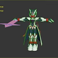 Robot Character With Helmet Cape White Red Blue Outstretched Arms And Pink Object