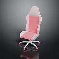 Modern Pink And White Office Chair With Padded High Back And Swivel Wheel Base