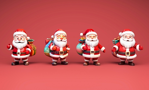 Santa Claus Rainbow Color Gift Bag Red Hat Christmas Gift Box White Beard Old Man Cartoon Santa Claus Cartoon Figure Game Character 3d model