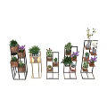 Indoor Decorative Plant Combinations With Multi Tiered Metal Stands And Potted Greenery