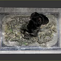 Wooden Stump Decorative Piece With Natural Stone Base And Textured Surface