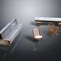Outdoor Garden Chairs With Wooden Bench Rattan Design And Comfortable Backrest