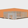 Modern Industrial Factory Building With Glass Curtain Walls Metal Exterior Multiple Windows And Entrance Area