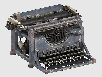 Vintage Industrial Equipment Mechanical Typewriter With Classic Design And Metal Components 3d model