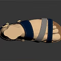 Blue And Gray Straps Sandals With Golden Buckle Light Brown Sole