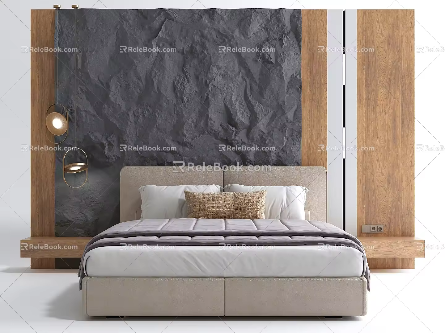 Modern background double bedding 3d model