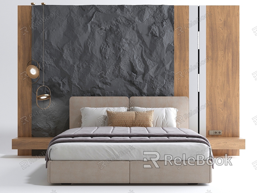 Modern background double bed bedding model