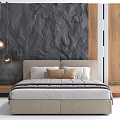 Modern background double bedding 3d model