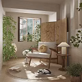 Elegant Solid Wood Upholstered Leisure Chair For Warm Sunlit Home Relaxing Corner Decor