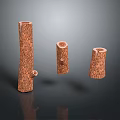 Natural Wooden Log Pillars With Textured Surface And Tree Ring Details
