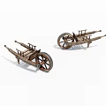 Two Classic Antique Wooden Wheelbarrows with Rustic Design and Spoked Wheels