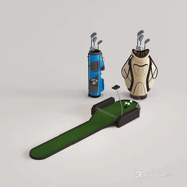 High Quality Golf Sports Equipment Including Club Bags Practice Mat And Balls 3d model 