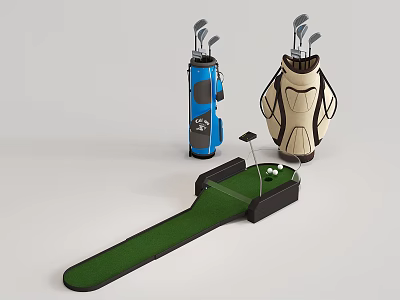 High Quality Golf Sports Equipment Including Club Bags Practice Mat And Balls 3d model