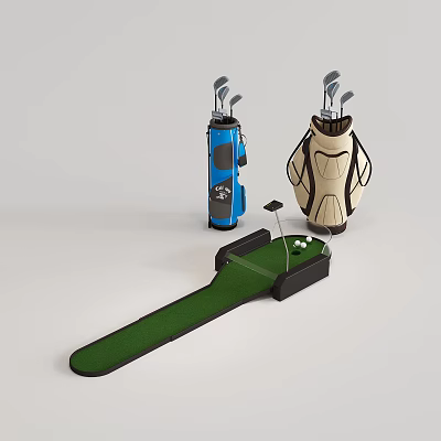 High Quality Golf Sports Equipment Including Club Bags Practice Mat And Balls 3d model