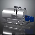 Industrial Stainless Steel Storage Tank With Support Frame Pressure Gauges And Blue Component
