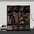 French retro screen partition trolley 3d model