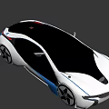 Electric Concept Car With Sleek White Body Blue Accents Futuristic Design And Unique Wheels