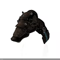 Medieval Weapon Helmet With Metal Rivets Leather Straps And Vintage Protective Design