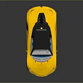 Yellow Sports Car With Sleek Design Black Roof Blue Seats And Black Wheels
