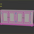 White Storage Cabinet With Four Doors And Modern Minimalist Leg Design