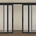 Modern Interior Sliding Doors With Black Frame Glass Panels And Golden Handles