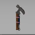 Axe Tool With Wooden Handle Metal Head Pink Blue Straps And Hanging Loop