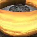 Futuristic Circular Mechanical Structure With Central Ring And Blue Panels
