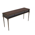 Elegant Modern Dining Table With Dark Wooden Surface And Gold Metal Legs