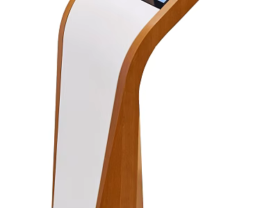 Modern Public Facility With Curved Wooden Frame White Panel And Display Screen 3d model