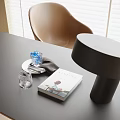 Modern Home Decor Ornament Set With KINFOLK Book Clear Glass Cup And Blue Decor