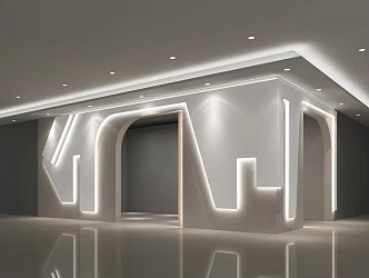 Modern door head storefront door head 3d model