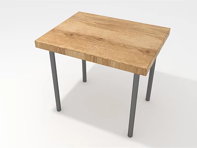Simple Wooden Table With Metal Legs And Natural Wood Surface Design 3d model