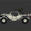 Two White Off-Road Vehicles With Open Design And Mounted Weapons On Top And Large Tires