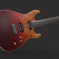 Electric Guitar Featuring Red Orange Gradient Body And Pickup Knob Details