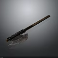 Vintage Medieval Weapon With Long Wooden Handle And Sharp Metal Blade