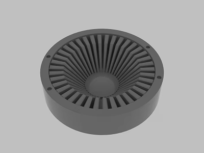Gray Circular Mechanical Component With Radiating Fins And Base Structure 3d model